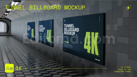 پروژه آماده افترافکت: موکاپ بیلبورد مترو/تونل Tunnel Billboard Mockup