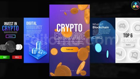 دانلود پروژه آماده داوینچی ریزالو: استوری اینستاگرام ارز دیجیتال Instagram Crypto