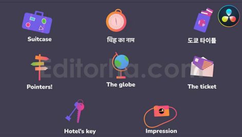 پروژه آماده داوینچی ریزالو: آیکون و تایتل سفر Travel Icons And Titles