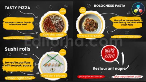 دانلود پروژه آماده داوینچی ریزالو: نمایش منو غذا Food Menu Slideshow