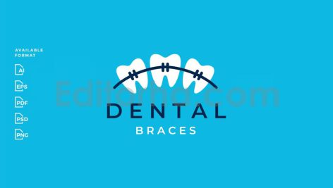 دانلود فایل لایه باز لوگو ارتودنسی دندان Dental Braces Logo