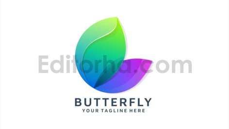 دانلود فایل لایه باز لوگو انتزاعی پروانه رنگارنگ BUTTERFLY LOGO