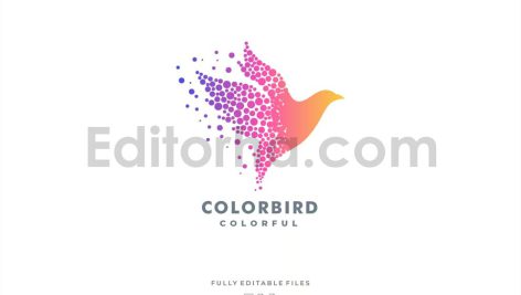 دانلود فایل لایه باز لوگو انتزاعی پرنده رنگارنگ Abstract Bird Colorful Logo