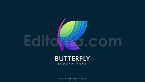 دانلود فایل لایه باز لوگو انتزاعی پروانه رنگی Abstract Butterfly Colorful Logo