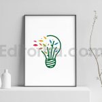 دانلود فایل لایه باز لوگو با طرح لامپ و طبیعت Bulb Leaf Tree Logo