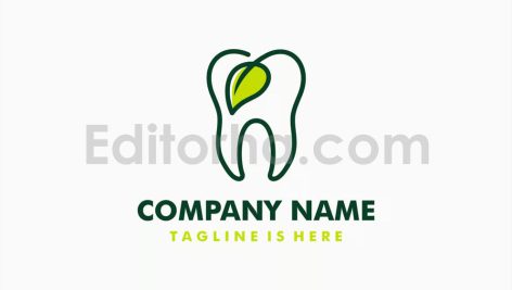 دانلود فایل لایه باز لوگو دندان و طرح برگ مینیمال Dental Leaf Logo Template