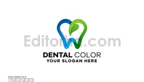 دانلود فایل لایه باز لوگو دندانپزشکی Dental Leaf Gradient Logo