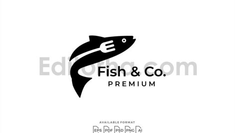 دانلود فایل لایه باز لوگو رستوران غذاهای دریایی Fish Fork Restaurant Logo