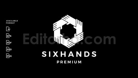 دانلود فایل لایه باز لوگو طرح شش دست نماد همکاری Six Hand Logo