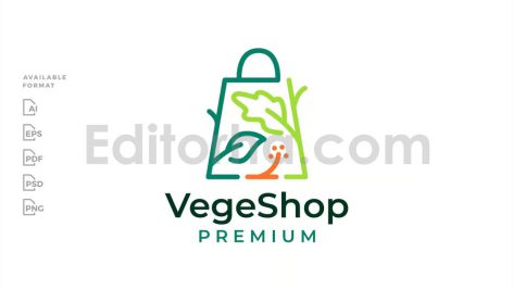 دانلود فایل لایه باز لوگو فروشگاه سبزیجات Salad Vegetable Shop Logo