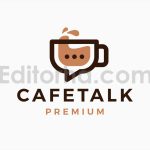 دانلود فایل لایه باز لوگو فنجان قهوه با نماد گفتگو Coffee Talk Chat Bubble Logo