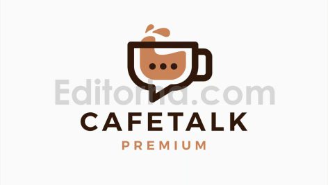 دانلود فایل لایه باز لوگو فنجان قهوه با نماد گفتگو Coffee Talk Chat Bubble Logo