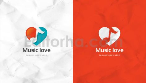 دانلود فایل لایه باز لوگو موسیقی با طرح قلب Music Love Logo Template