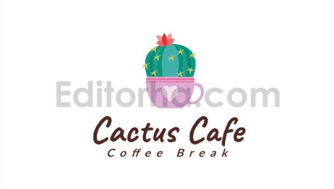 دانلود فایل لایه باز لوگو کافی شاپ طرح کاکتوس Cactus cafe Logo