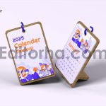 موکاپ تقویم رومیزی با استند چوبی1