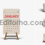 موکاپ تقویم رومیزی با استند چوبی1