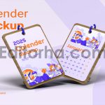 موکاپ تقویم رومیزی با استند چوبی4