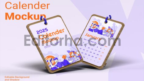 موکاپ تقویم رومیزی با استند چوبی4