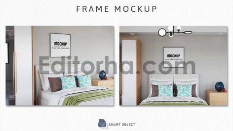 موکاپ قاب عکس اتاق خواب