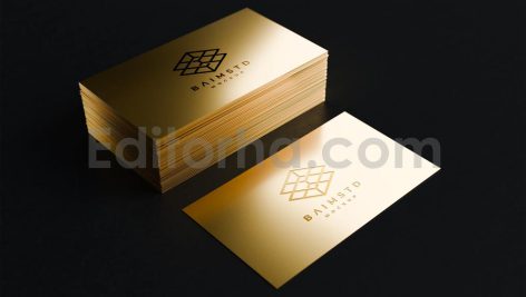 موکاپ کارت ویزیت فلزی طلایی