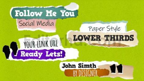 دانلود پروژه آماده پریمیر: تایتل زیرنویس کاغذی Paper Lower Thirds Titles