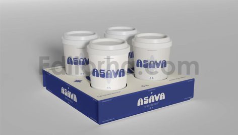 موکاپ لیوان کاغذی و نگهدارنده