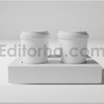 موکاپ لیوان کاغذی و نگهدارنده
