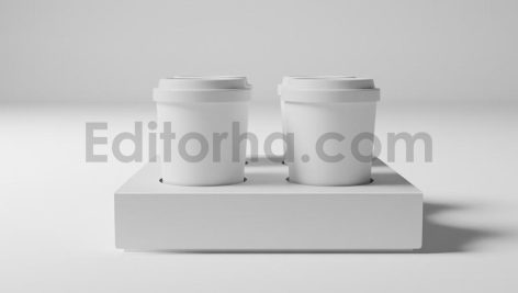 موکاپ لیوان کاغذی و نگهدارنده