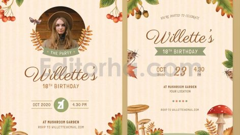 دانلود فایل لایه باز کارت دعوت تولد تم پاییزی birthday invitation card