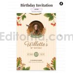 دانلود فایل لایه باز کارت دعوت تولد تم پاییزی birthday invitation card