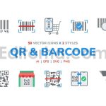 مجموعه 50تایی آیکون بارکد و QR کد