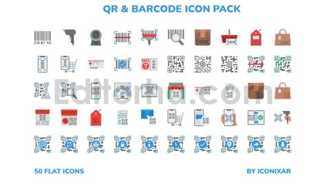 دانلود مجموعه ۵۰تایی آیکون بارکد و QR کد Barcode QR Icons Package