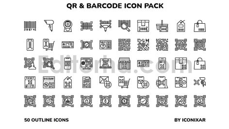 مجموعه 50تایی آیکون بارکد و QR کد