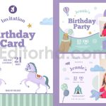 دانلود فایل لایه باز کارت دعوت تولد تم سیرک birthday invitation card