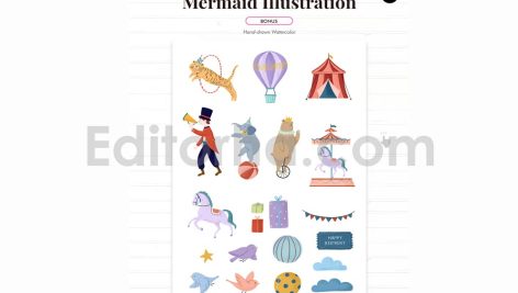 دانلود فایل لایه باز کارت دعوت تولد تم سیرک birthday invitation card