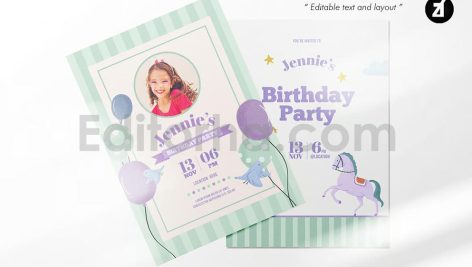 دانلود فایل لایه باز کارت دعوت تولد تم سیرک birthday invitation card