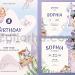دانلود فایل لایه باز کارت دعوت تولد تم پری دریایی birthday invitation card