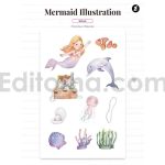 دانلود فایل لایه باز کارت دعوت تولد تم پری دریایی birthday invitation card