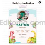 دانلود فایل لایه باز کارت دعوت تولد با طرح دایناسور birthday invitation card
