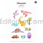 دانلود فایل لایه باز کارت دعوت تولد با طرح دایناسور birthday invitation card