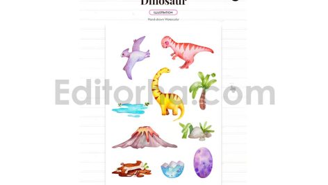 دانلود فایل لایه باز کارت دعوت تولد با طرح دایناسور birthday invitation card