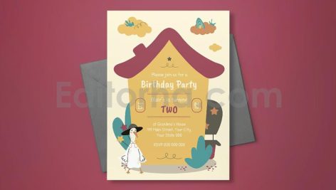 دانلود فایل لایه باز کارت دعوت تولد کودکانه Birthday Invitation