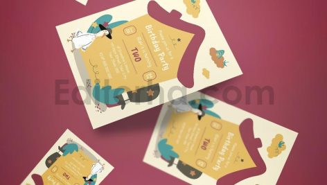 دانلود فایل لایه باز کارت دعوت تولد کودکانه Birthday Invitation