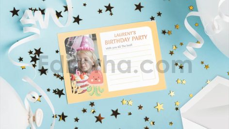 دانلود فایل لایه باز کارت دعوت تولد کودکانه با تم زیر دریایی Birthday Invitation