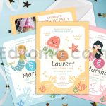 دانلود فایل لایه باز کارت دعوت تولد کودکانه با تم زیر دریایی Birthday Invitation