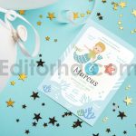 دانلود فایل لایه باز کارت دعوت تولد کودکانه با تم زیر دریایی Birthday Invitation