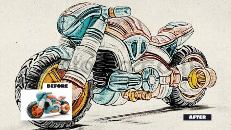 دانلود افکت تبدیل عکس به نقاشی با مداد رنگی Color pencil photo effect