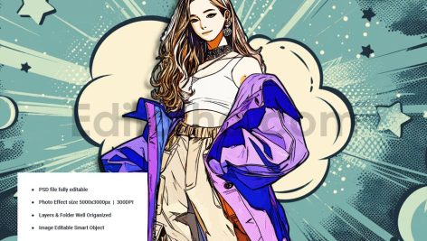 دانلود افکت عکس پرتره کمیک Comic portrait photo effect