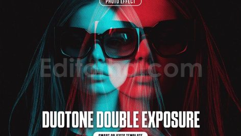 دانلود افکت عکس دابل اکسپوژر و دو رنگی Duotone Double Exposure Photo Effect