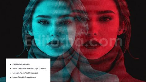 دانلود افکت عکس دابل اکسپوژر و دو رنگی Duotone Double Exposure Photo Effect